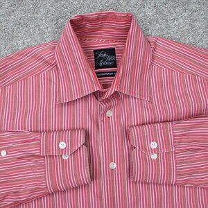 Saks Fifth Avenue Dress‎ Shirt Mens 15 Pink Contemporary Fit Cotton/Lastol L/S